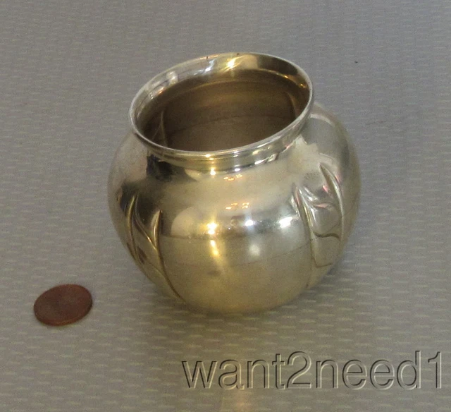 handcrafted vtg signed ROMANA 900 SILVER URN VASE 2.5" pot shaped 4 stripes 84g