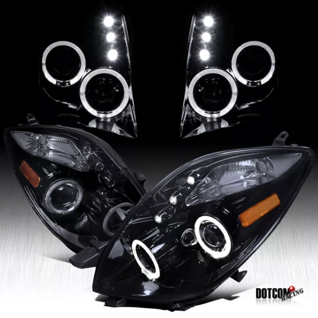 Fit 2006 2007 2008 Toyota Yaris LED Halo Projector Headlights Lamps Black/Smoke