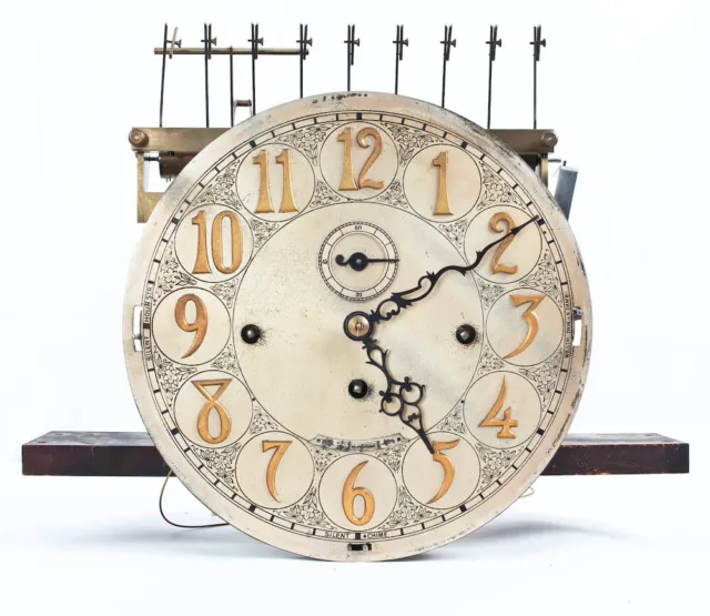 Jacques 9 tube grandfather clock movement & dial @ 1925 Original Mauthe
