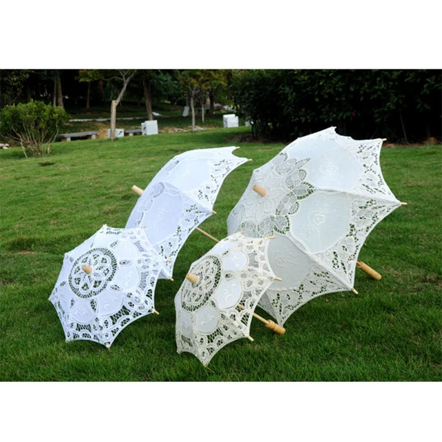Ombrello Sposa Bellissimo Ombrellone Pizzo Cotone Foto Oggetto di scena matrimonio