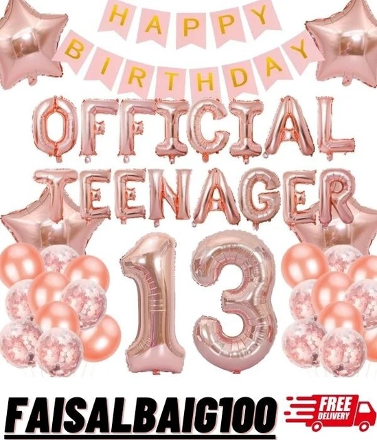 Elicola 13Th Birthday Decorations Rose Gold Official Teenager Balloons Banner wi