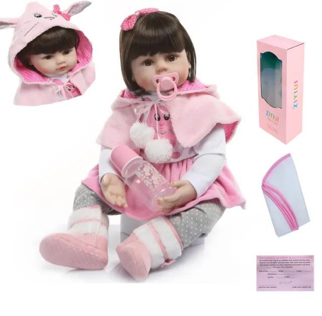 19" Reborn Baby Dolls Soft Silicone Toddler Lifelike Realistic Newborn Gift Toy