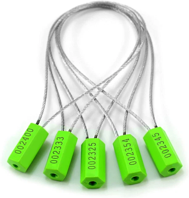 (R) 100 Security Cable Seals Numbered Security Tags Tamper Proof Tags Pull Tight