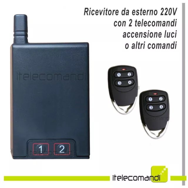 Kit Receptor de Exterior Fácil Luz 220V Con 2 Mandos a Distancia X Luces O Pbx