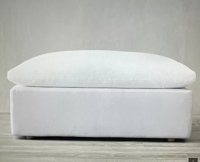 Restoration Hardware Cloud Track Classic Ottoman Slipcover Belgian Linen White Restoration Hardware Cloud Track Classic Ottoman Slipcover Belgian Linen White
