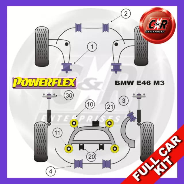 Powerflex Rr Subframe Bushes, FastRoad Wishbone Bushes Kit For BMW E46 M3 99-06