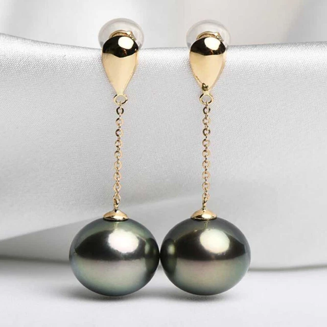 Fashion 16MM Peacock Blue Shell Pearl Earrings 18K Cultured Lucky Gift Party