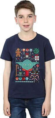 T-Shirt Cotone New Ragazzi Star Wars Christmas Yoda Cotone Taglia L