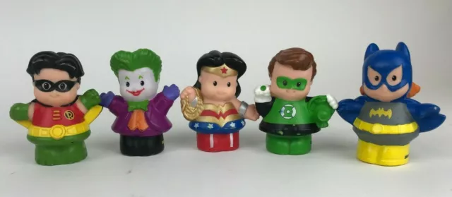 5 DC Super Hero WONDER Woman BATGIRL Joker LITTLE PEOPLE Fisher Price DOLL Robin