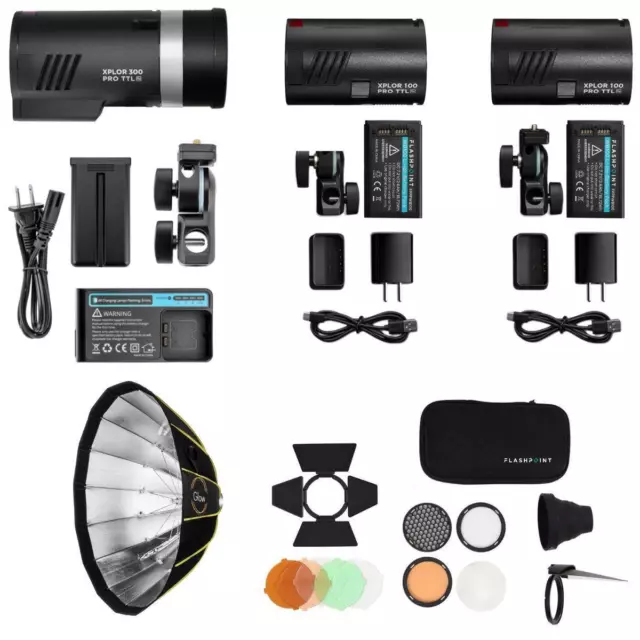 Flashpoint XPLOR 300 Pro XPLOR 100 Pro 3-Light Kit (Robert Hall Holiday Bundle)