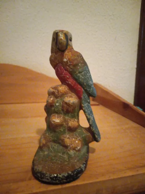 Antique Parrot  Cast Iron Doorstop/ Bookend Decorative Art  Bird Statue