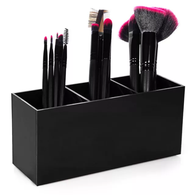Makeup Brush Holder Organizer, 3 Slot Acrylic Cosmetics Brushes Storage Sol*_*