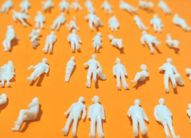 Lot De 100 Figurines Modèles 1:100 – Personnages Blancs Non Peints – Pour Architecture, Dioramas, Réseaux Férroviaires TT
