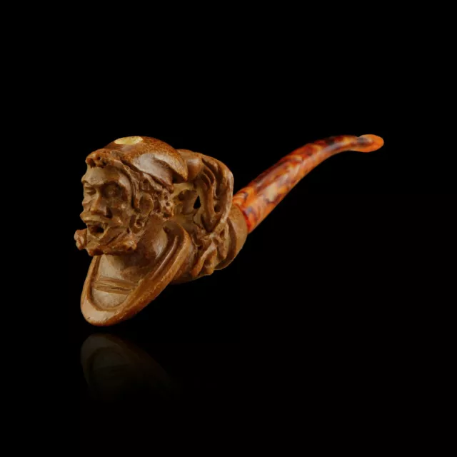 African Man Meerschaum Cigarette Pipe hand carved smoking tobacco wiht case