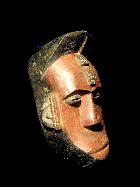 African Tribal Face Mask Wood Hand Carved Wall Hanging Muminia Lega Mask-5557