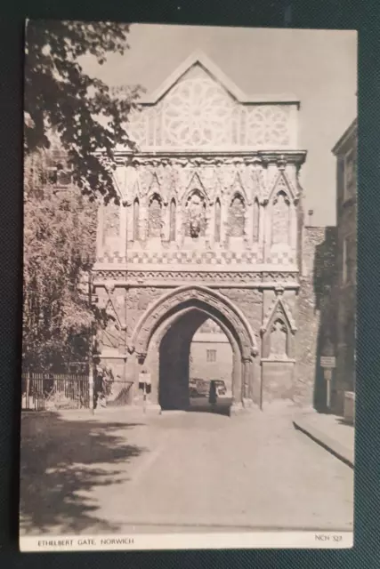 Unposted Jarrold & Sons B&W Postcard NCH527 - Ethelbert Gate, Norwich (b)