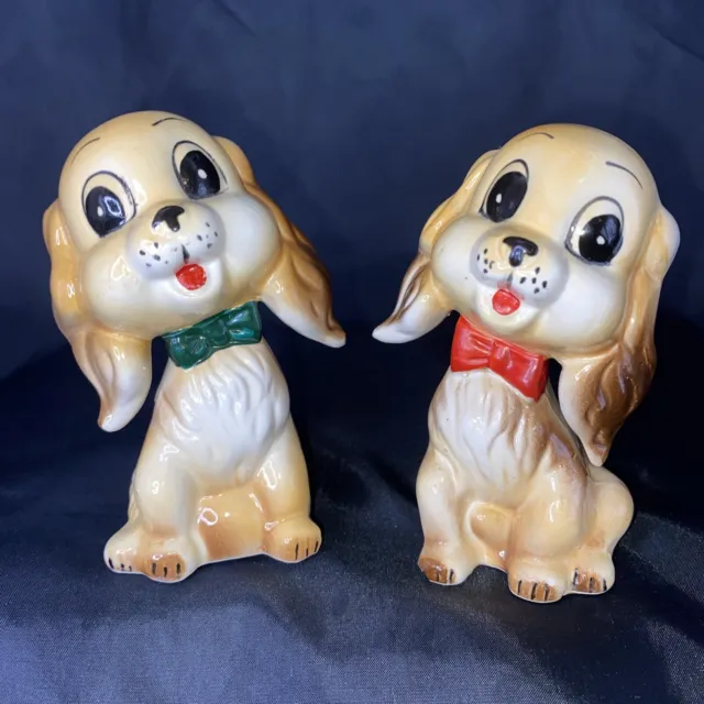 Vintage 1950s Commodore Cocker Spaniel Dog Salt And Pepper Shakers Japan