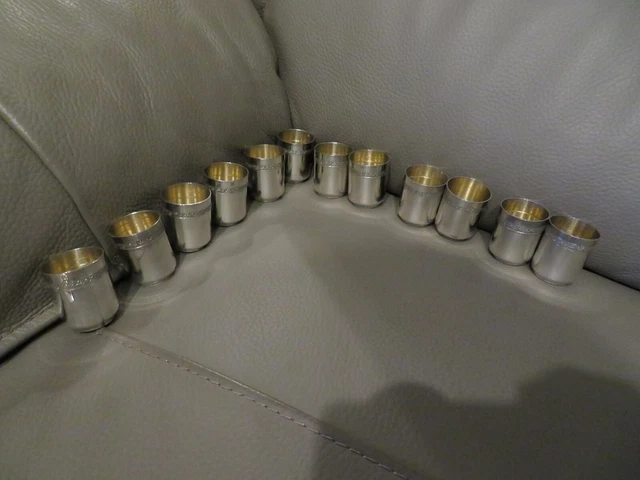 Lot De 6 Verres WMF à Vodka/liqueur – Métal Argenté Et Intérieur Doré – Occasion