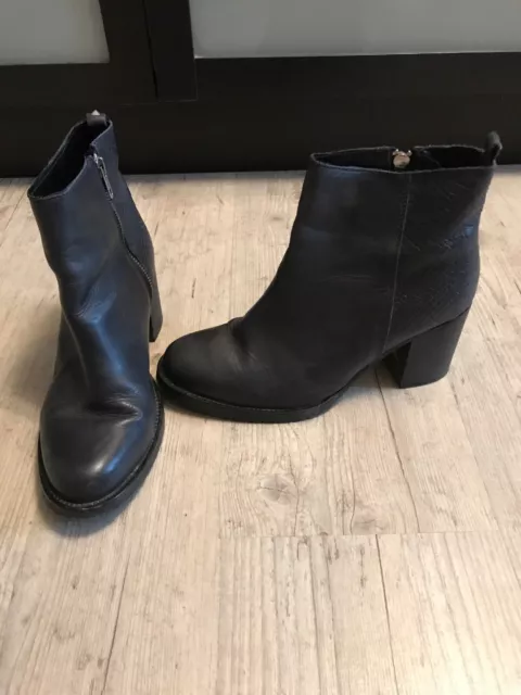 Bottines Cuir Texto Bleu Marine Pointure 40 Tbe