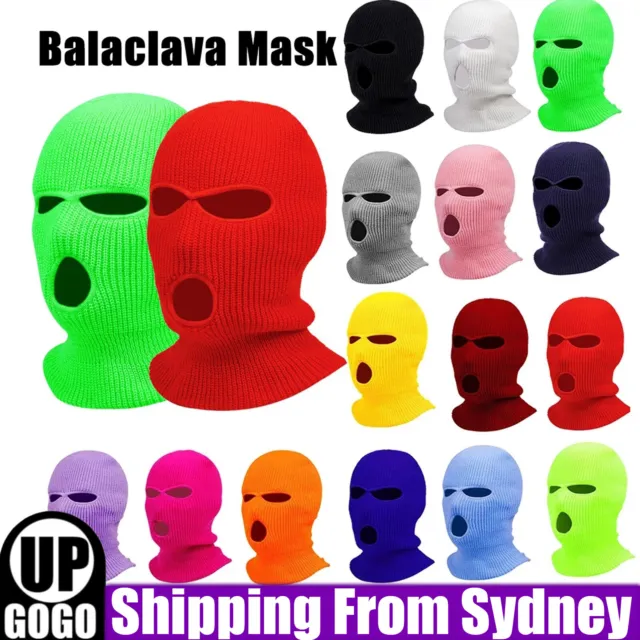 1/2x 3 Hole Full Face Balaclava Style Windproof Mask Neck Warmer Ski Hat Fishing