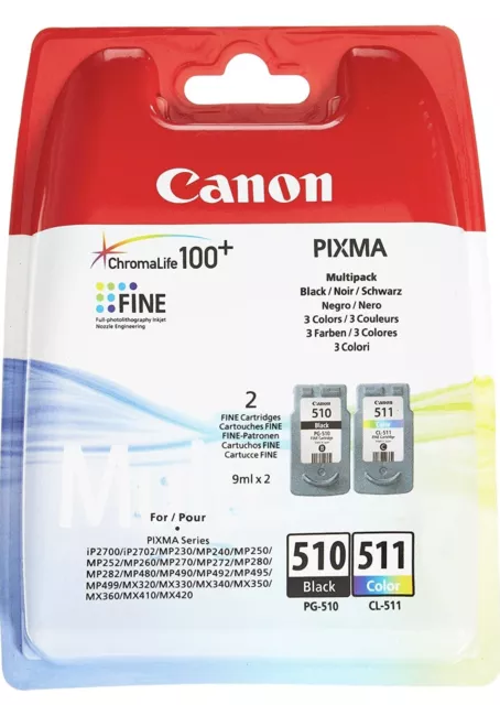 Canon PG510/CL511 Tintenpatronen Multipack Original,Schwarz+Farbe ,OvP Neu