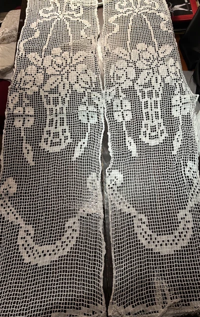 Nappe En Coton Crocheté Vintage – Années 40/50 – Fait Main – France – Art Déco
