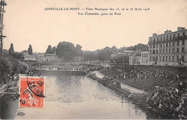 94.AM17826.Joinville.Fêtes nautiques Août 1908.Vue d'ensemble prise du pont