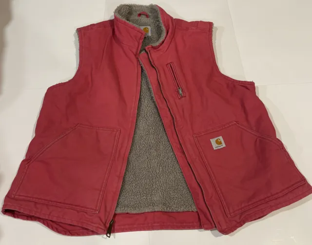 90’s Vintage Carhartt Sherpa Vest Red Great Wear Nostalgia