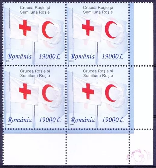 Romania 2004 MNH Rt Lo Corner Blk, Red Cross, Red Crescent -
