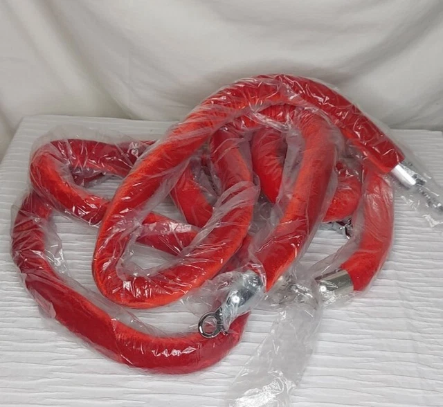 3X 5 Feet Red Velvet Stanchion Rope Crowd Control Barrier Rope with Snap Hook