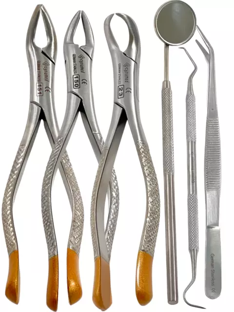 Basic Dental Set +Dental Extracting Extraction Forceps #150+151+23 +Dental Tools
