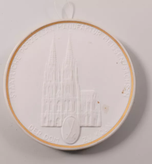 Meissen Thaler  Medaille Plakette Dom zu Köln  weiss   Ø6,4cm