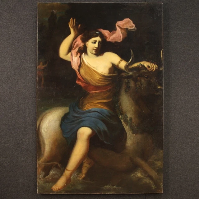 Cuadro antiguo pintura El Rapto de Europa oleo sobre lienzo mitologico 600