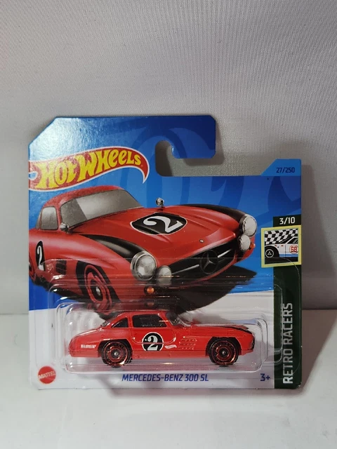 Hot Wheels Mercedes-Benz 300 SL – Retro Racers Serie 3/10, Kurzkarte, Rot, Mattel 2023