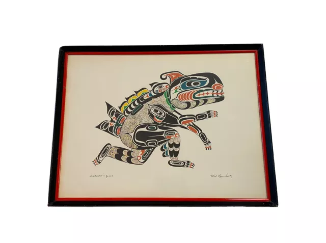 Chief Henry Speck Art Sea Monster Kwakiutl British Columbia Silkscreen Painting Chief Henry Speck Art Sea Monster Kwakiutl British Columbia Silkscreen Painting