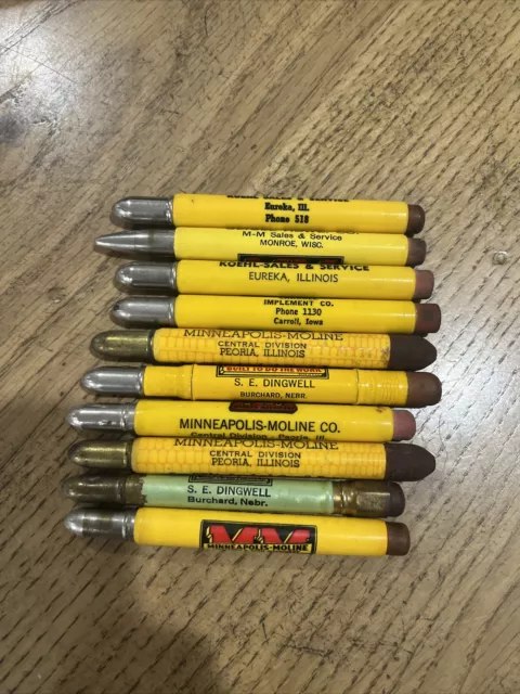 Vintage Minneapolis-Moline Tractors & Farm Machinery Bullet Pencil Lot Of 10