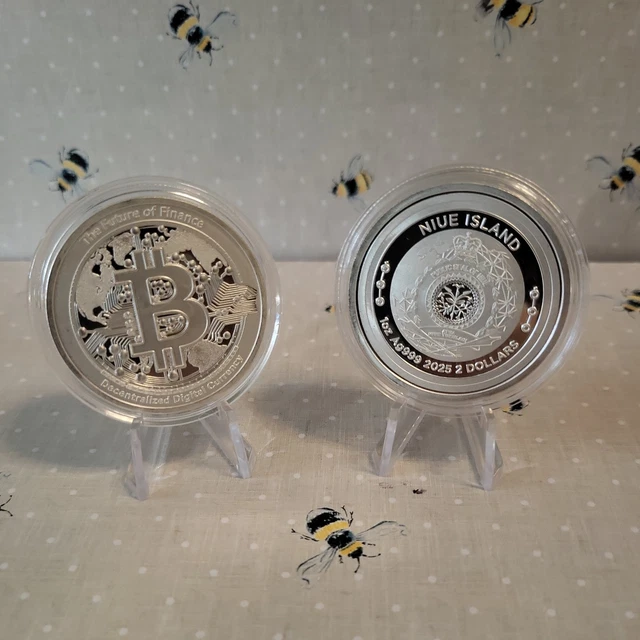 2025 BITCOIN 1 Oz Silver Bullion Coin in Capsule Fine Silver .999 (Niue ...