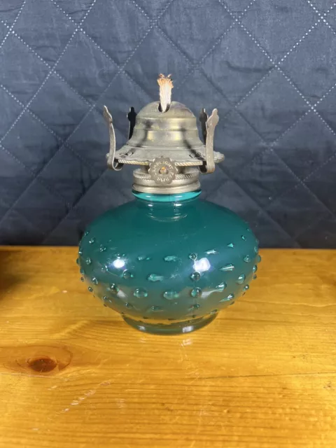 Vintage LampLight Farms Green Glass Oil Lamp