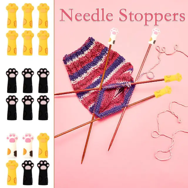 6pcs Cat Paw Knitting Needle Tip Stoppers, Cute Knitting Needle Point Protector;
