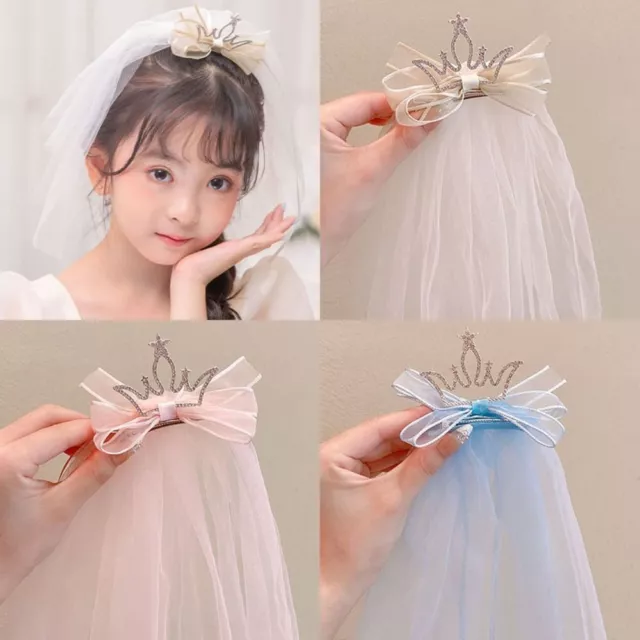 Veil Hair Clip Girls Pearl Crown Hairpin Cute Princess Hair Accessories