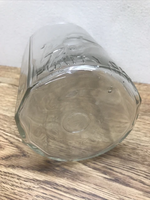 Antique PURITY OATS Hoosier Embossed Jar 6" Glass Canister Missing metal Lid 5