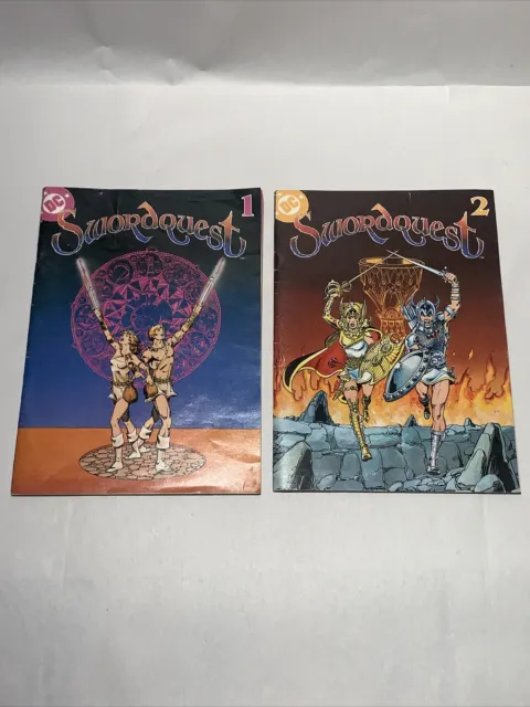 1982 DC Comics Swordquest #1 and #2 Atari Video Game mini comic promos