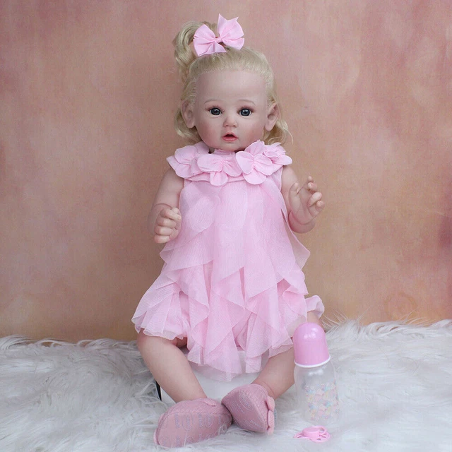 Bambole ricce bionde 60 cm3D bambina rinata adorabili realistiche regalo di compleanno