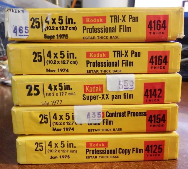 5 boxes of 25 Kodak Professional Film Tri-x Super-XX Ortho SEALED! - expired