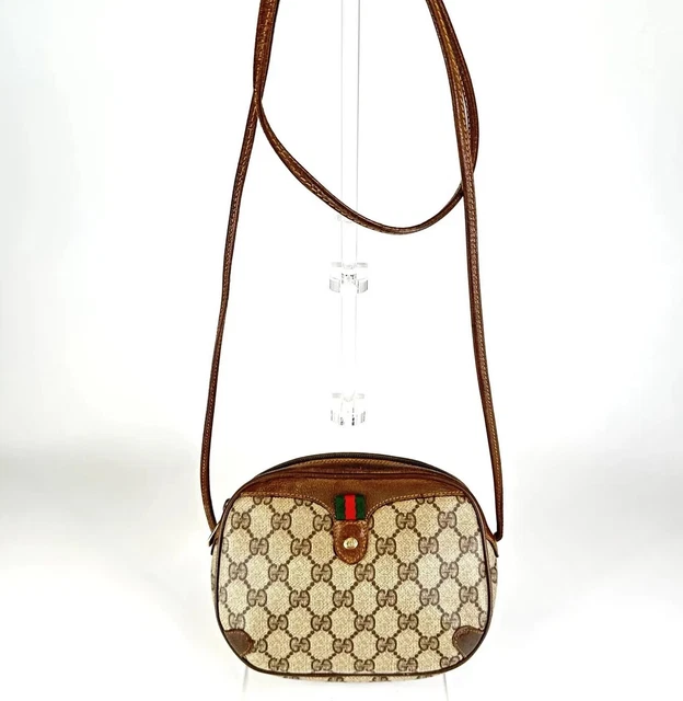 VINTAGE GUCCI SHERRY Line Shoulder Bag CrossBody GG PVC Authentic