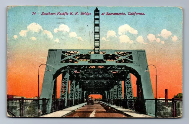 1914 SOUTHERN PACIFIC RR 1911 BRIDGE, SACRAMENTO, California CA HYDE Postcard P3