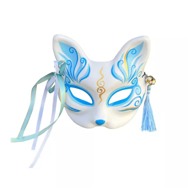 Hand Paint Kitsune Large Fox Mask for Cosplay, Japanese Kabuki