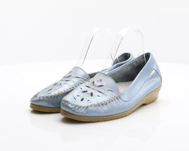 PEDICONFORT DAXON BLUE Leather Flat Casual Shoes Pumps UK 5 EU 38