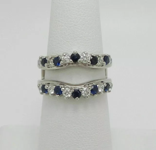 1CT Lab Created Sapphire Enhancer Guard Wrap Insert Ring 18K White Gold Finish