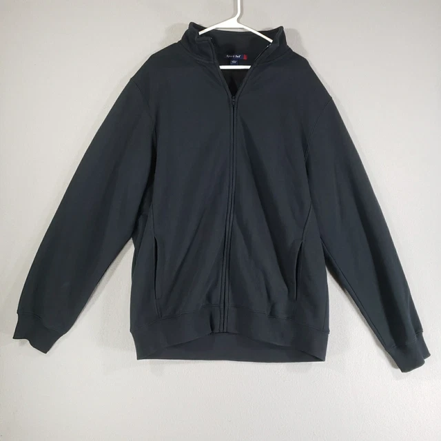 Sport Tek Jacket Mens L Black Full Zip Pockets Cotton Blend